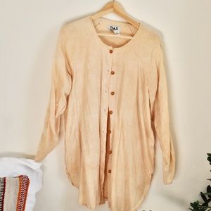 Flax Linen Tunic Top - hand dyed with avocado